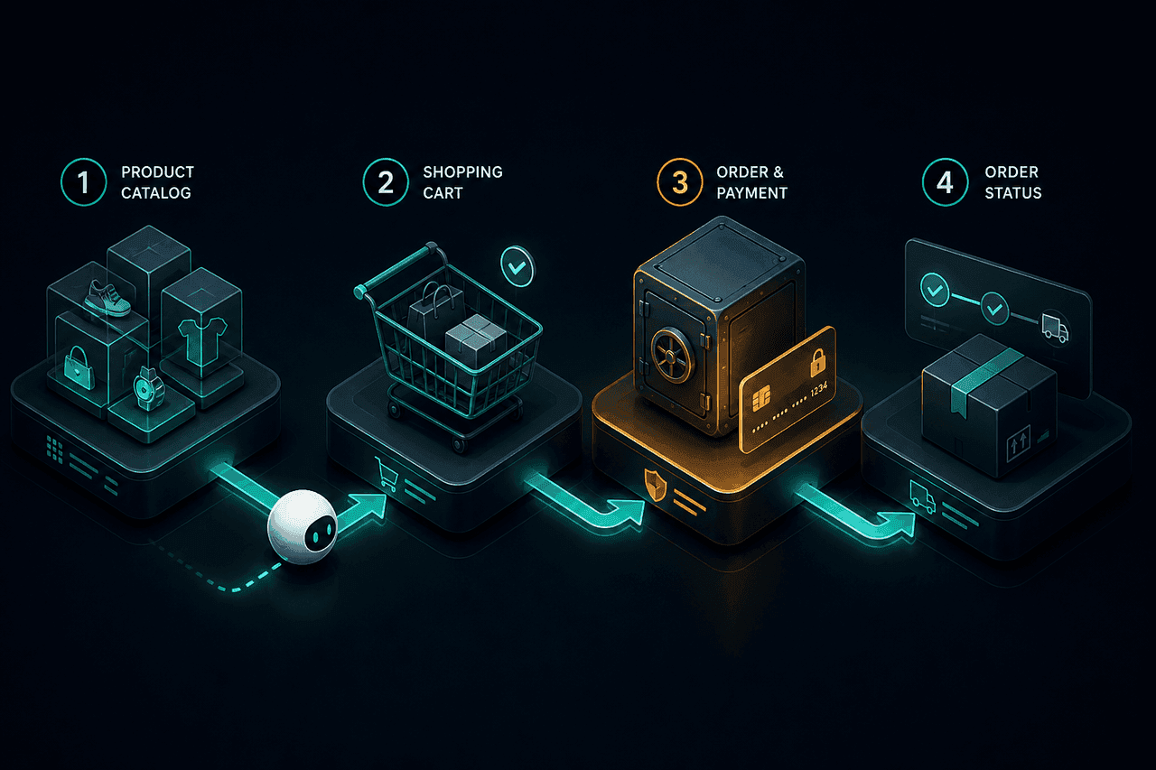 Минимальный API интернет-магазина для ИИ-агентов: каталог, корзина, заказ, статус