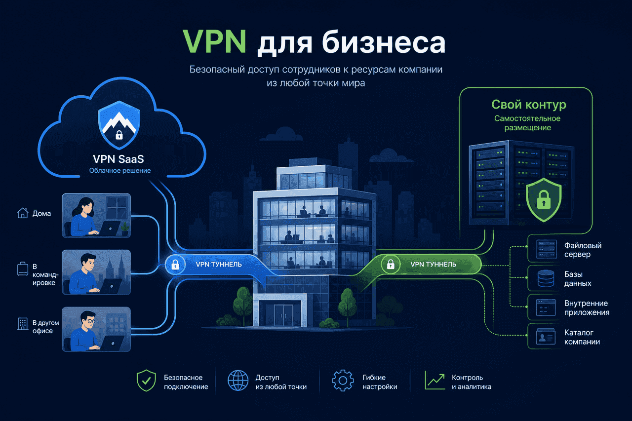 Корпоративный VPN для МСБ: облачный SaaS против своего контура для офиса и удалёнки